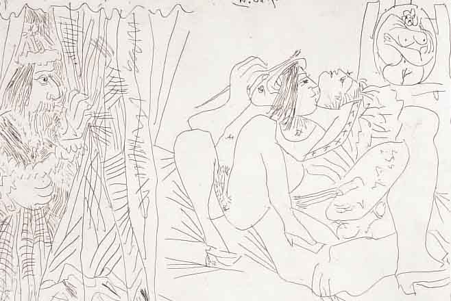 PICASSO, PABLO, DER MALER UND SEIN MODELL, RADIERUNG, HAND- SIGN. UND NUM. 9/50, CA. 15 X 20 CM, PP