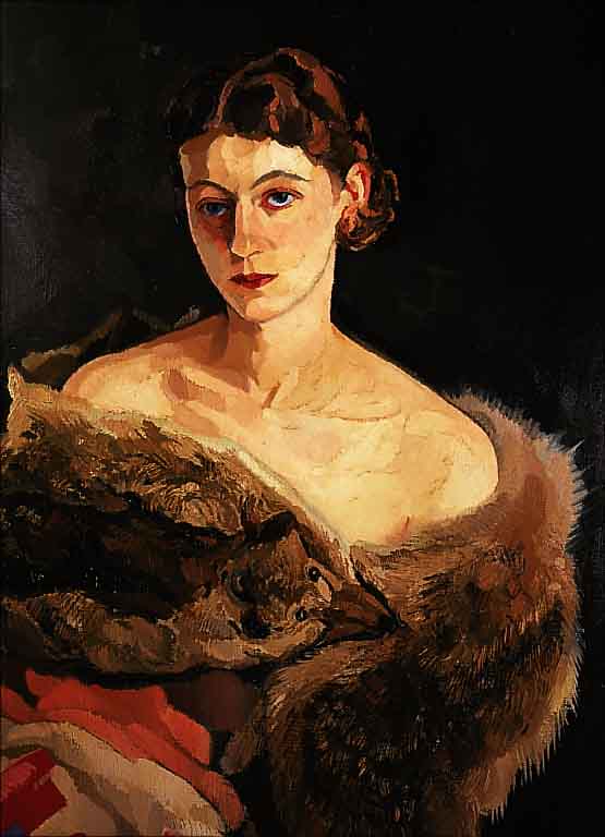 REISER, CARLL, PARTENKIRCHEN, 1877-1950, DAME MIT FUCHSSTOLA, ÖL/LWD, LI. U. SIGN. UND DAT. 30, CA. 90 X 70 CM, R.