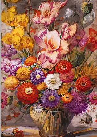 NEBEL, KAY H., ECKERNFöRDE 1888-1953 KASSEL, STILLEBEN MIT SOMMERBLUMEN, AQUARELL/PAPIER, RE. U. MONOGR. UND DAT. 1945, CA. 65 X 50 CM, R., VERSO ...