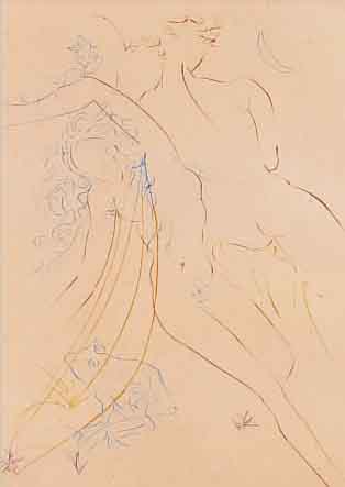 DALI, SALVADOR, FARBRADIERUNG, BEZ. E.A., HANDSIGN., ALTERSBEDINGT GEBRäUNT, CA. 27 X 21 CM, U.GL., R.