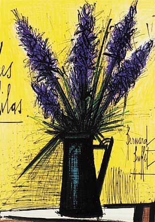 Buffet, Bernard, Les Lilas, Farblithographieim Stein signiert, ca. 45 x 37 cm