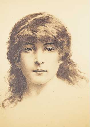 Tomba, C., Lithographie, Portrait einer jungen Frau, im Stein sign., 55 x 42.5 cm
