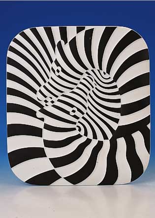 Jahresteller aus Porzellan, Rosenthal, Entwurf Victor Vasarey, 1977, lim. Auflage, 3000 Exp., orig. Karton, D. 35 x 31.5 cm