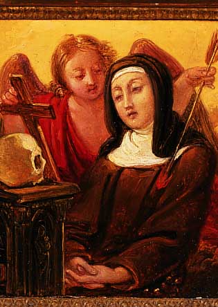 Unbekannter Maler, 2. H„lfte 19. Jh., betende Nonne mit Schutzengel, ™l/Holz, unsign., ca. 12 x 11 cm, R.
