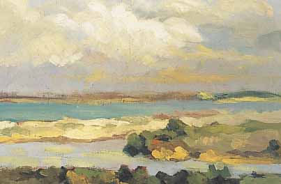 BERTRAND, ALBERT, FRANZ. MALER, 19. JH., IMPRESSS. LANDSCHAFTSDARSTELLUNG, SIGNIERT, 33X 42 CM, RAHMEN BESCHäDIGT