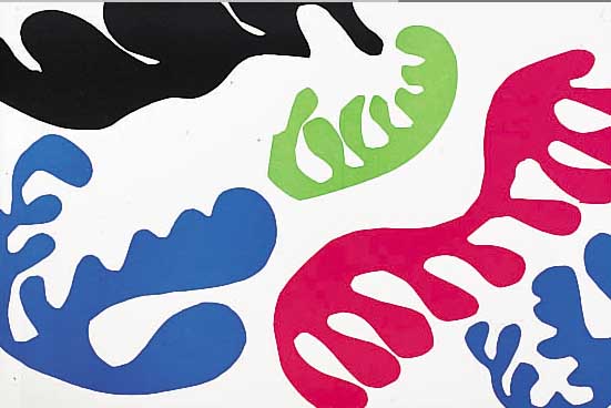 Matisse, Henri, 1869-1954, drei Farbsieb- drucke aus "Jazz", George Braziller New York 1983, je ca. 36 x 58 cm, PP, Doppelblätter ...