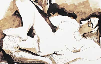 Picasso, Pablo, 1881-1973, Aktdarstellung, Lithographie nach einem Original, Spadem 1972,Mourlot Paris 1972, ca. 40 x 50 cm