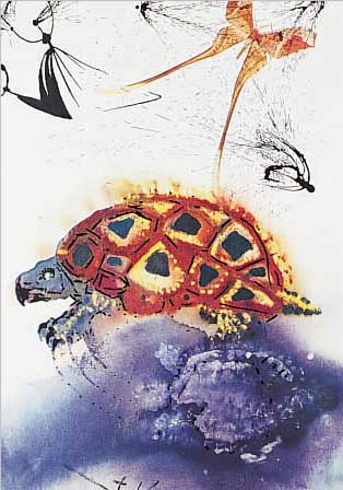DALI, SALVADOR, 1904-1989, DIE SUPPENSCHILD-KRöTE, FARBHELIOGRAVURE MIT HOLZSCHNITT AUS ALICE IM WUNDERLAND, ED. RIGAL,NOURISSON NEW YORK 1969, ...