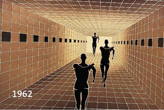 VASARELY, VIKTOR, 1908-1997, ETUDE DE MOUVEMENTS, FARBSERIGRAPHIE VON 1986, AUS DER MAPPE ORIGINES, HANDSIGNIERT UND NUM. 132/200, CA. 39 X 58 CM