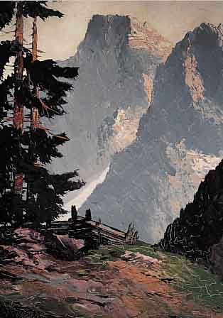 GRABONé, ARNOLD, 1896 MüNCHEN-1981, GEBIRGSLANDSCHAFT, ÖL/LWD, RE. U. SIGN., CA. 80 X 70 CM, R.