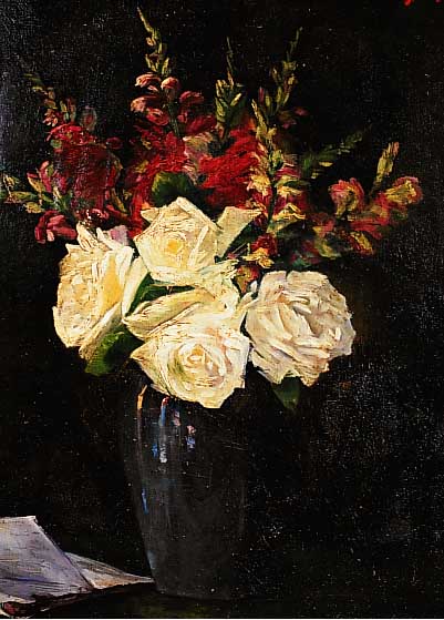 Meyer, Amely, Karlsruher Malerin, Blumen- stilleben, ™l/Lwd, an zwei Stellen geflickt, ca. 50 x 40 cm, Rahmen besch.