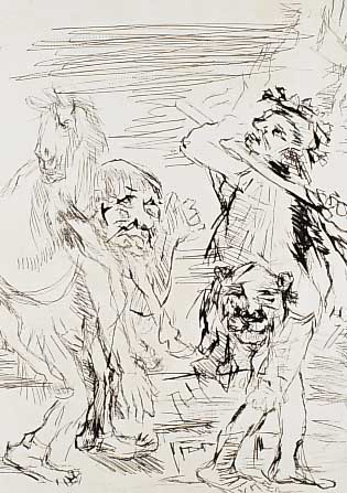 Kokoschka, Oskar, 1886-1980, Radierung aus der Mappe Aristophanes von 1967, ca.26 x 20 cm