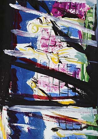 Pacor, Giovanni, abstrakte Kompostion, Mischtechnik auf Papier,re. u. sign., ca. 40 x 50 cm, PP, u. Gl., R.