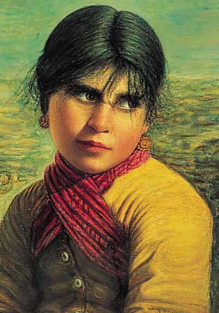 Miralles, Francisco, 1848-1901, Porträt eines Mädchens, Öl/Lwd, re. u. signiert, ca. 40,5 x 30,5 cm, R.