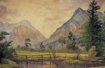 Pfleger, Hermann, Mannheimer Maler, Vorgebirgslandschaft, Öl/Lwd., signiert, Altersspuren, 2 Druckstellen, 70 x 87 cm