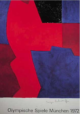 Poliakoff, Serge, Farboffset, Plakat zu den Olympischen Spielen 1972 München, handsigniert, ca. 100 x 63 cm, leichte ...