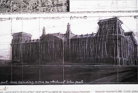 CHRISTO, WRAPPED REICHSTAG, OFFSET, HANDSIGN., CA. 60 X 90 CM, PLAKAT VON 1986