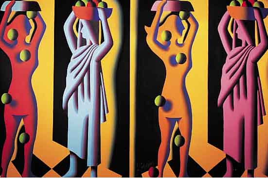 KOSTABI, MARK, GEB. 1960 ESTLAND, LEBT IN NEW YORK, FARBSERIGRAPHIE, HANDSIGN., NUM. 52/100, CA. 70 X 100 CM, DATIERT 1993