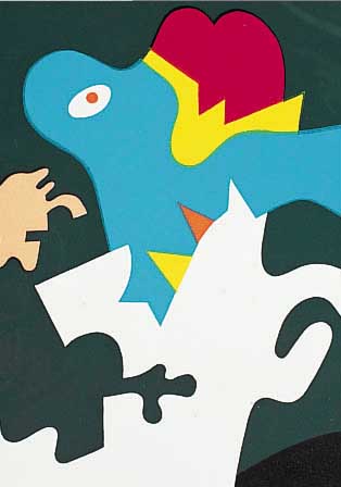 ALT, OTMAR, FARBLINOLSCHNITT VON 1973, HANDSIGNIERT, CA. 24 X 25 CM, PP