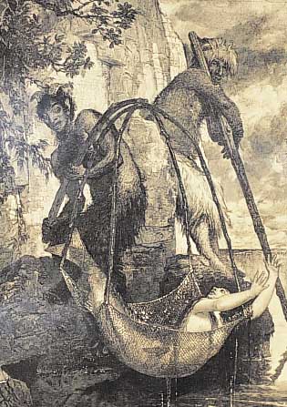 BöCKLIN, ARNOLD, ZWEI RADIERUNGEN NACH GEMäLDEN, GEST. VON WEBER, CA. 22,5 X 34,5 CM