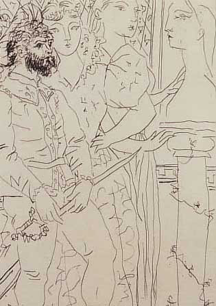PICASSO, PABLO, 1881 - 1973, TROIS ACTEURS, RADIERUNG (NEUAUFLAGE) AUS SUITE VOLLARD 1933, 26.7 X 19 CM AUF RICHARD DE ...