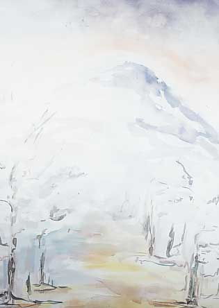 Bähr-Clemens, Andrea, geb. 1955, Landauer Künstlerin, Pfälzer Winterlandschaft, Aquarellauf Papier, handsign. und dat. 1990, ca. 71 x 52 cm, PP