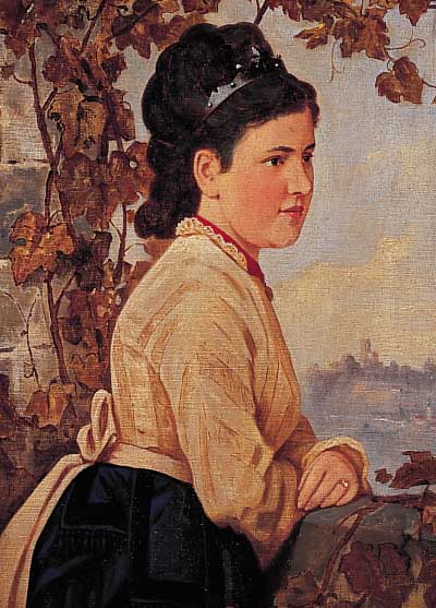 von Roekler, Ludwig, deutscher Maler, um 1900, Junge Frau an einer Brüstung lehnend, Öl/Lwd, re. u. sign., ca. 42 x 28,5 cm