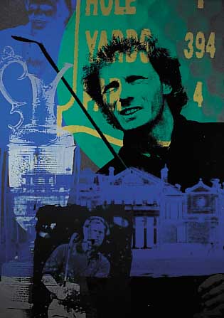 Kuhl, Hans Jürgen, Bernhard Langer - Golf, Farbsiebdruck, handsigniert, num. 1/100, ca. 70 x 100 cm