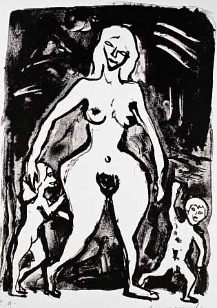 Penck, A.R.,  Konvolut zwei Originallithographien aus Wolokolansker Chaussee IV und V, hier: Wenn hinter ...