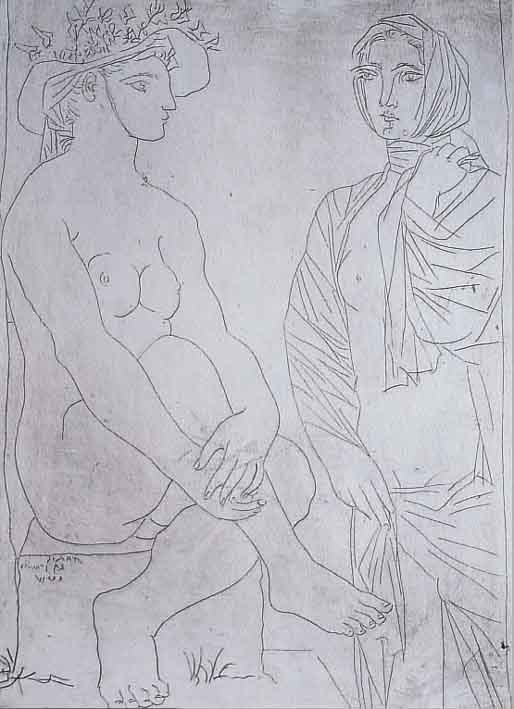 PICASSO PABLO, 1934, ZWEI FRAUEN Z.T. AKT- DARSTELLUNG, NUM. 16/200, HANDSIGN., RADIERUNGCA. 28 X 20.5 CM