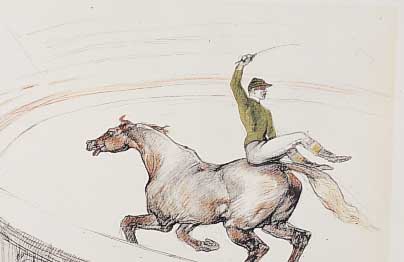 Toulouse-Lautrec, Henri de, vier Farblithographien aus: Der Zirkus, Ed. Andre Sauret, Mourlot Paris, 1956, leicht ...