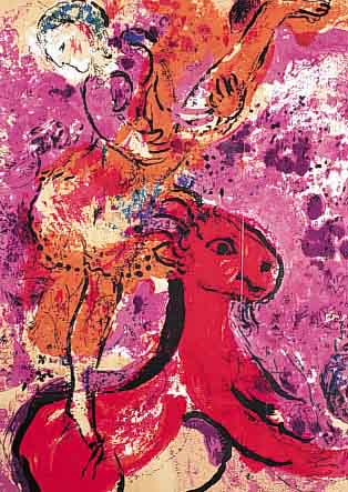 CHAGALL, MARC, KUNSTREITERIN AUF ROTEM PFERDFARBLITHO, CA. 50 X 40 CM, PP