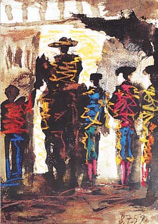 Picasso, Pablo, 2 Farblitos u. 3 Lithos aus Torros e Torreros von 1959, je ca. 36 x 26 cm