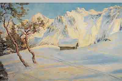 RICHTER, R., MüNCHNER MALER, 1. HäLFTE 20.JH., VERSCHNEITE GEBIRGSLANDSCHAFT, ÖL/LWD, RE. U. SIGN., CA. 70 X 100 CM, R.