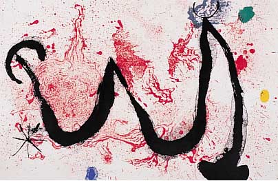 Miro, Joan, La Danse du feu, Farblitho aus Miro et Artigas, Ed. Maeght la vallois, Paris 1963, ca. 37 x 55 cm, PP, u.Gl., R.