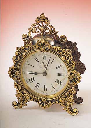 E.D. TISCHWECKER, SCHWEIZ UM 1880, SCHMUCK- GEPR. MESSINGGEH., ZWISCHENT. VERN., PAPPZIF- FERBL. LACKIERT, VOLLPLAT. VERSTIFT. MESSING- WERK, ...