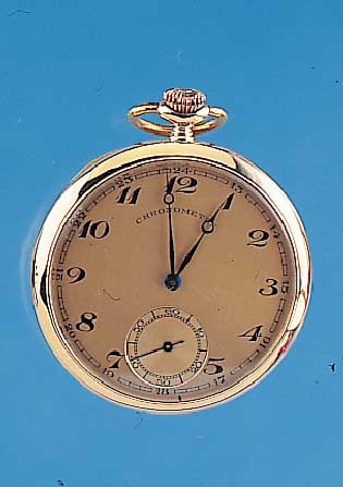 Offene Herrentaschenuhr Lepine, Ref.-Nr. 325256-26, Schweiz um 1925, GG 750/000, außen glatt, Scharnierboden, verg. Blatt, kl. Sek. teilvert., ...