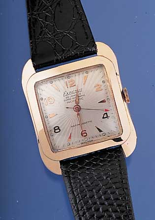 EXACTUS Herrenarmbanduhr Modell Superautomatik Ref.-Nr. 2132, Schweiz um 1955, RG 750/000,Maße ca. 40 x 32 mm, Boden gedr., taill., 25 St., Werk ...