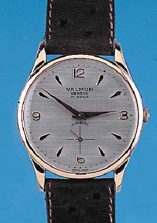VALMON Herrenarmbanduhr Modell Geneve, Ref.-Nr. 1001/8934, Schweiz um 1958, RG 750/000, Boden gedr., Metallinnengeh., vers. Blatt, 17 St., ...