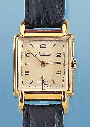 ARSA HERRENARMBANDUHR, METALL M. GG-AUF- LAGE, EDELSTAHLB. GEDR., BLATT ERS., BEZ. MI- NERVA, FORMANKERWERK KAL. 132, 15 ST., HAND- AUFZUG, ...