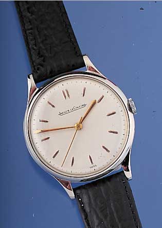 JAEGER LE COULTRE Herrenarmbanduhr, Ref.-Nr.B505825, Schweiz um 1958, Edelstahl, Boden u. Glasr. gedr., Blatt prov. rest., indir. Zen- tralsek., 15 ...