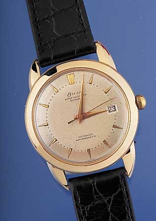 ONSA Herrenarmbanduhr Modell Superautomatik, Ref.-Nr. 1138-3/10-9777, Schweiz um 1956, GG 750/000, Boden geschr., bei Fertigst. was- sergesch., ...