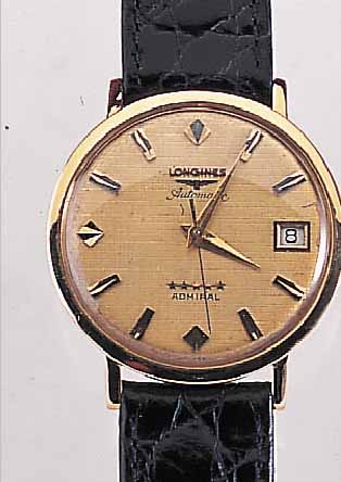 LONGINES HERRENARMBANDUHR MODELL ADMIRAL, REF.-NR. 8743926, SCHWEIZ/USA UM 1962, GG 750/000, EINSCHALENGEH., GET. A-WELLE, BEI FER- TIGST. ...