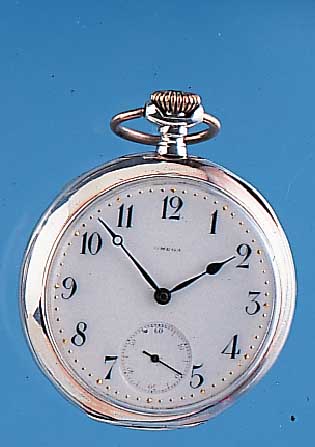 OMEGA Herrentaschenuhr Modell Lepine, Ref.- Nr. 4104010, Schweiz um 1912, Silber ber., Emailbl. sign., verg. Ankerwerk, 15 St., Komp.-Unr., gebl. ...