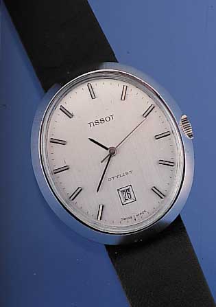 TISSOT Herrenarmbanduhr Modell Stylist, Ref.-Nr. 41446-5X, Ovalgeh. hartverchr., Edelst.- Boden gedr., Zentralsek., Datum, Handaufzugs- kal. 782-1, ...