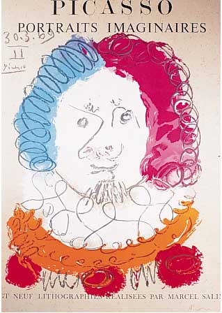 Picasso, Pablo, Farblithographie von 1969, aus der Reihe Portraits imaginaires, hand- signiert, ca. 73,5 x 71,5 cm, u.Gl.