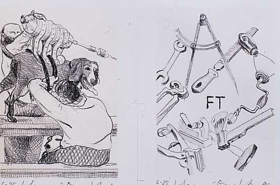 Grützke, Johannes, zwei Lithographien aus der Reihe Frauentunnel, handsign. und dat. 96,num. 6/25, je ca. 13 x 9 cm, u.Gl., R.