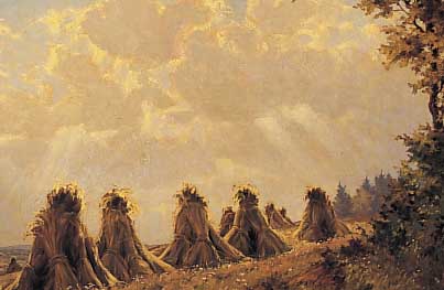 Görner, Kurt, Sommerlandschaft nach der Ernte, Öl/Lwd, sign., ca. 60.5 x 80 cm, R.