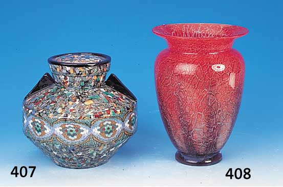 Lampenfuß, Vallauris, 20/30er Jahre, sog. Mosaikkeramik, sign., H. 21cm, D. 20cm