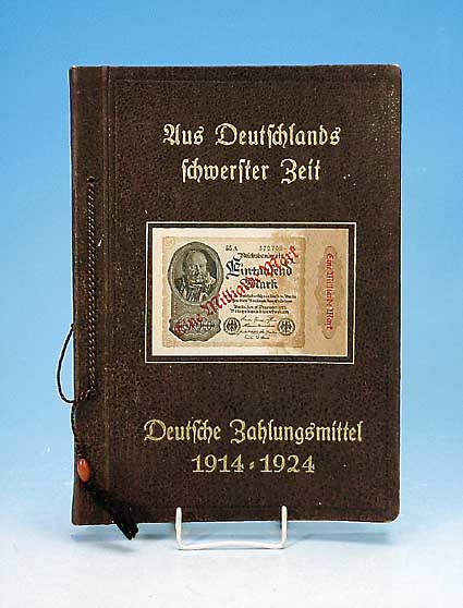 Sammelalbum: Dt. Zahlungsmittel 1914-1924, komplette Aufstellung aller Notgeldscheine, mit nur leichten Altersspuren